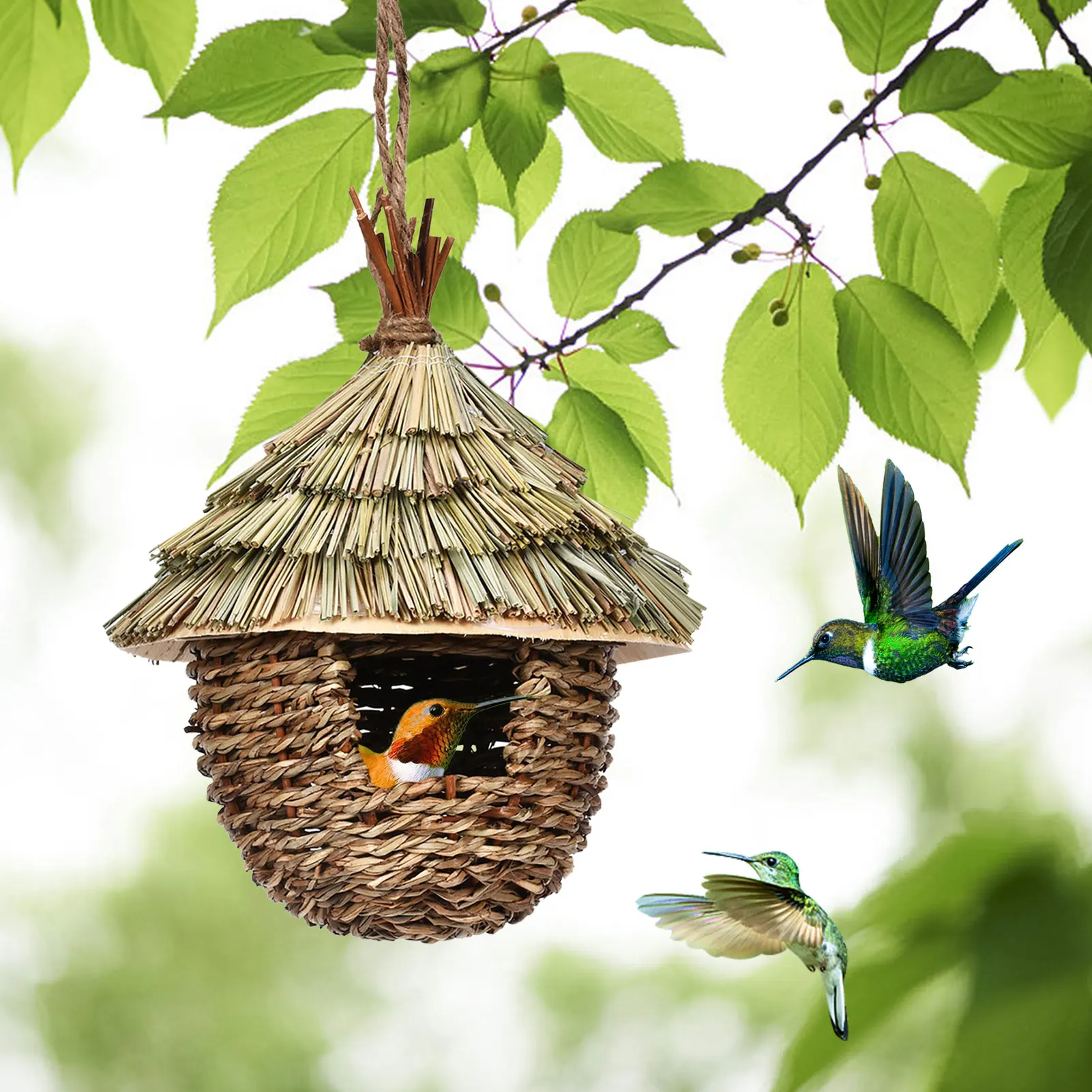 charming decorative hummingbird house sturdy grass bird huts hummingbird nesting houses for garden patio lawn office indoor free global shipping