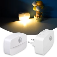 pir led lamp motion sensor led night light cabinet light 220v eu plug nightlight bedroom bedside lamp dimmable closet lighting