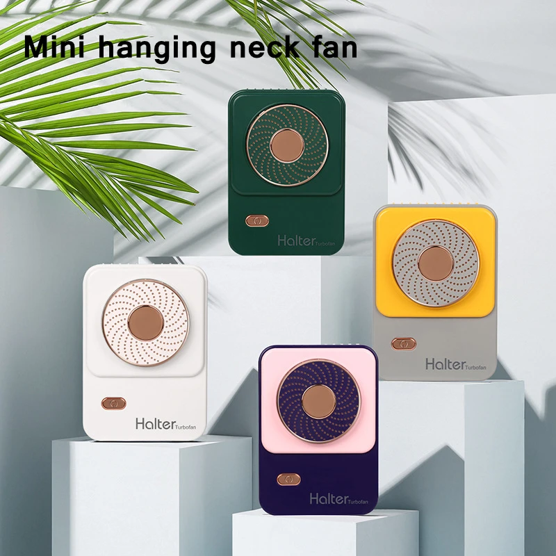 

1200mAh Battery Rechargeable Outdoor Handheld Pocket Fan Mini USB Portable Halter Air Cooler Bladeless Fans 3 Gear Adjustable