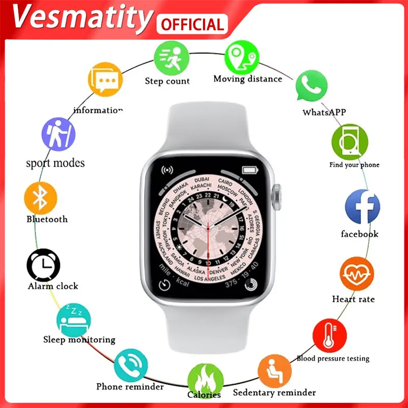 

Vesmatity Men Ladies Smart Watch Bluetooth Fitness Blood Pressure Measurement Tracker Waterproof Smart Watch T500 Smart Watch