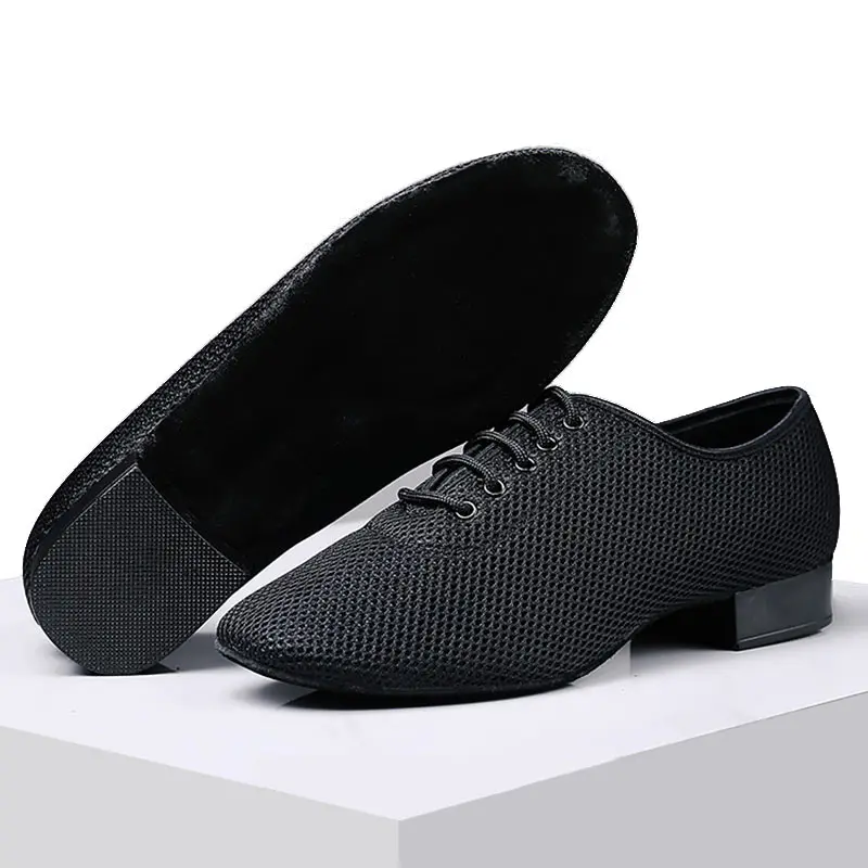 Men Dance Shoes Latin Salsa Jazz Dancing Shoe Air Mesh Black Low Heel 3cm Large Size 45 Adult Boy Modern Ballroom Man's Sneakers