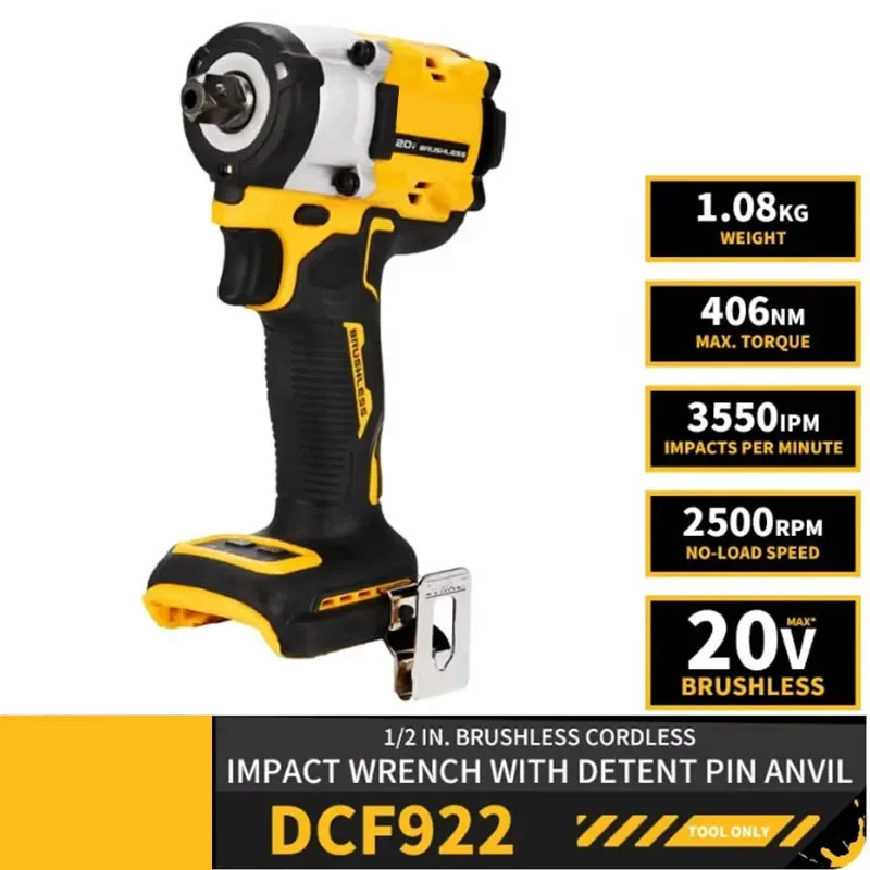 Фото 2026 Новинка! Бесщеточный аккумуляторный ударный гайковерт DEWALT DCF922 20В с высоким крутящим моментом, регулируемой скоростью, электрический шуруповерт, перезаряжаемый инструмент №4
