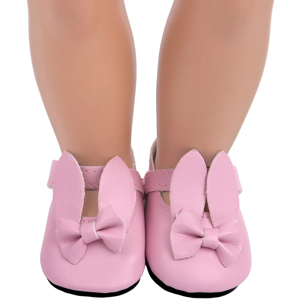 

18-дюймовая обувь для кукол для девочек, милая розовая обувь с ушками кролика, американские игрушки для новорожденных, подходит для кукол 43 с...