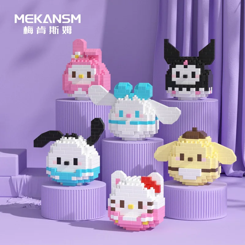 

New Sanrioes Anime Cinnamoroll Kuromi Mymelody Pochacco Blocks Action Toy Figures Assemble Bricks Kawaii Kids Toys Birthday Gift