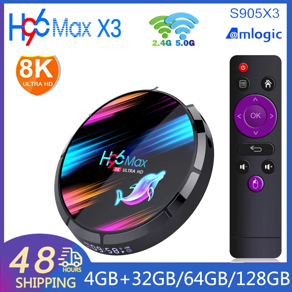 

Smart TV Box H96 MAX X3 Amlogic S905X3 Android 9.0 2.4G&5G WiFi 1000M BT4.0 Media Player Set Top Box