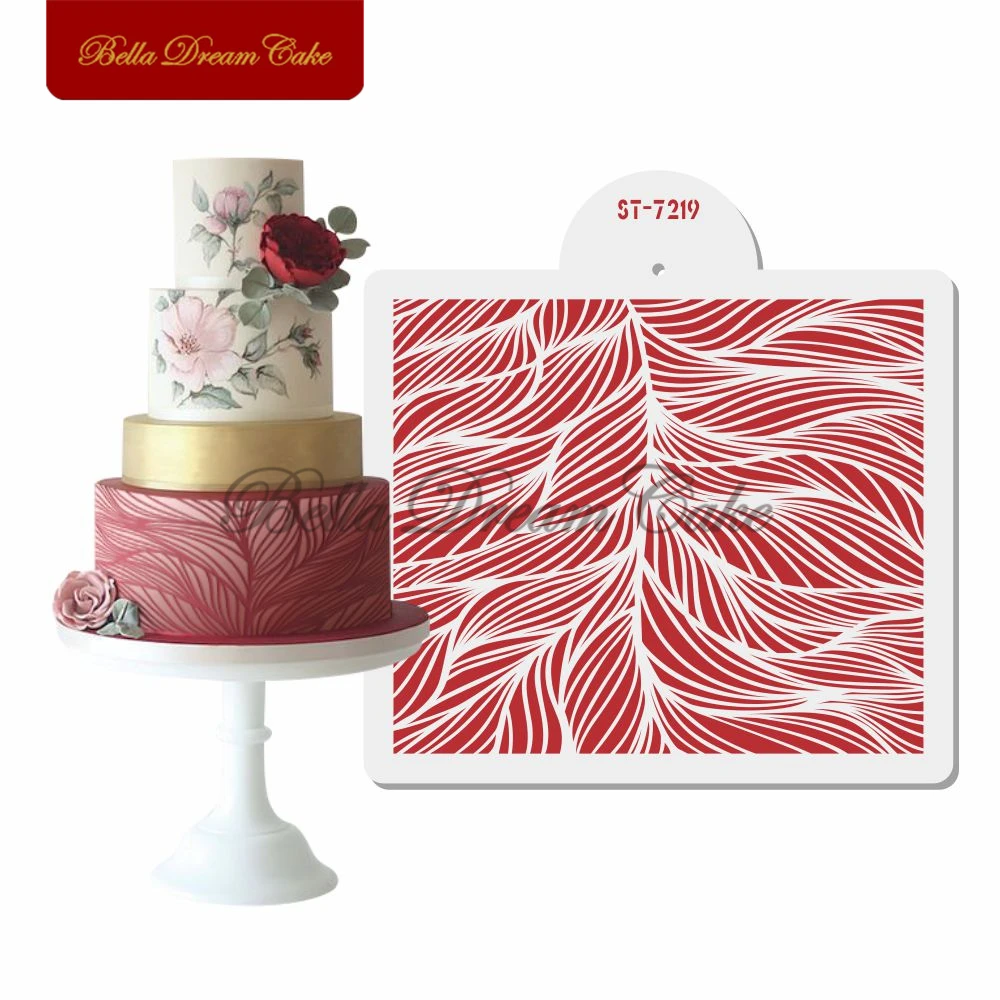 

Винтажный трафарет для торта с листьями, «сделай сам», Королевский крем, форма для помадки, шаблон для домашних животных с шоколадной каймой...