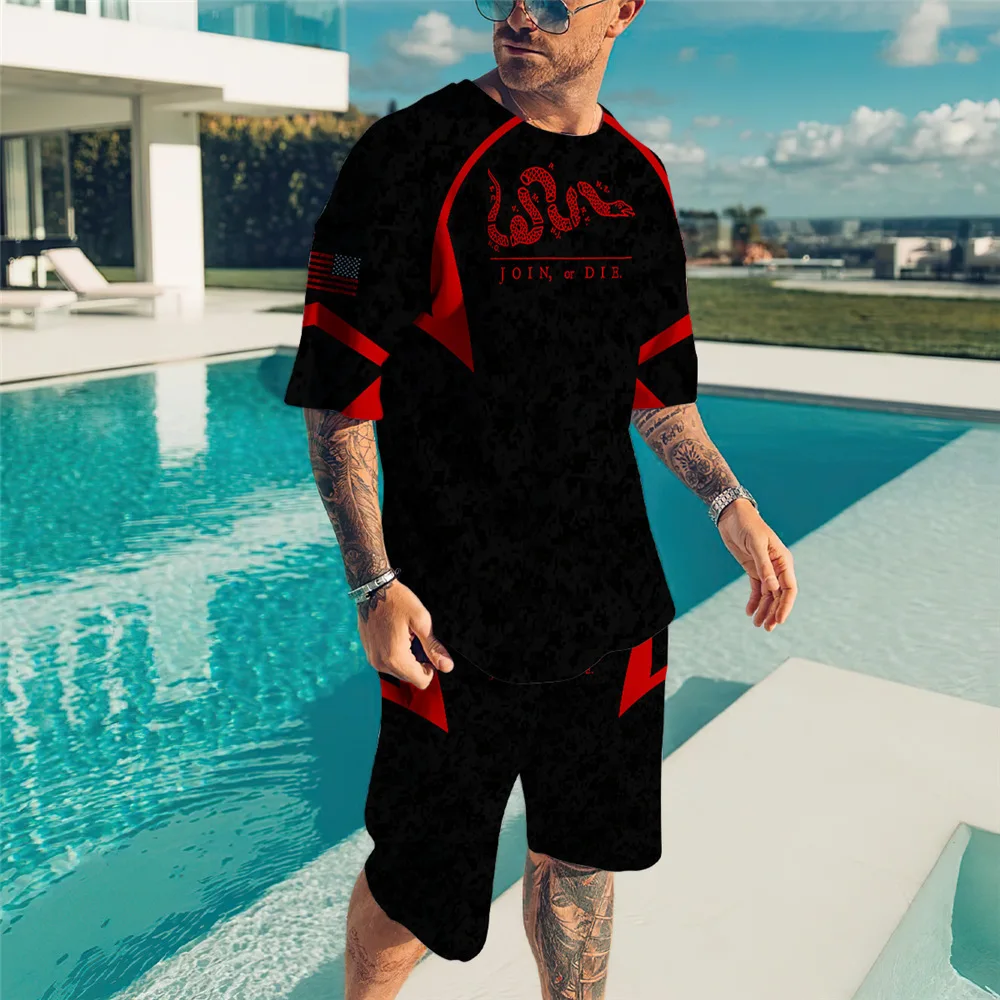 

New Summer Fashion Men Tracksuits Oversized T-Shirts Set Beach Style 3D Print 2 Piece Leisure Shorts Tee Casual Top Retro Outfit