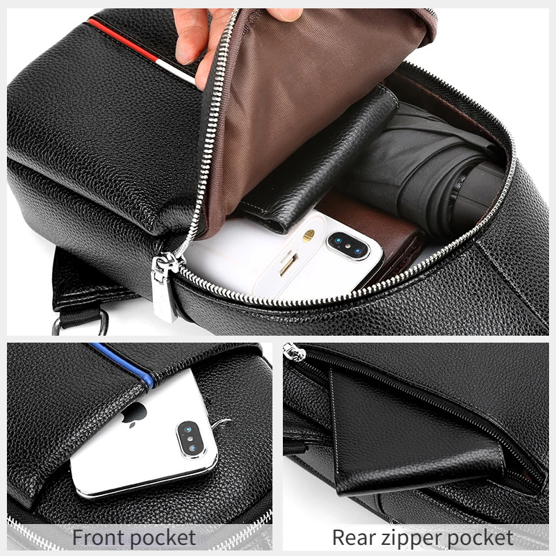 Men's shoulder bag leather crossbody bag multifunctional waterproof shoulder strap travel shoulder bag business shoulder bag