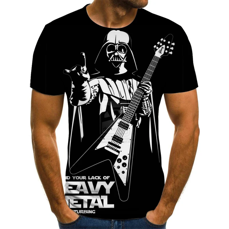 

2022 Summer New Star Wars 3D Printing Pattern Casual Street Punk Style Summer Fashion Round Neck Short Sleeve Tee Tops