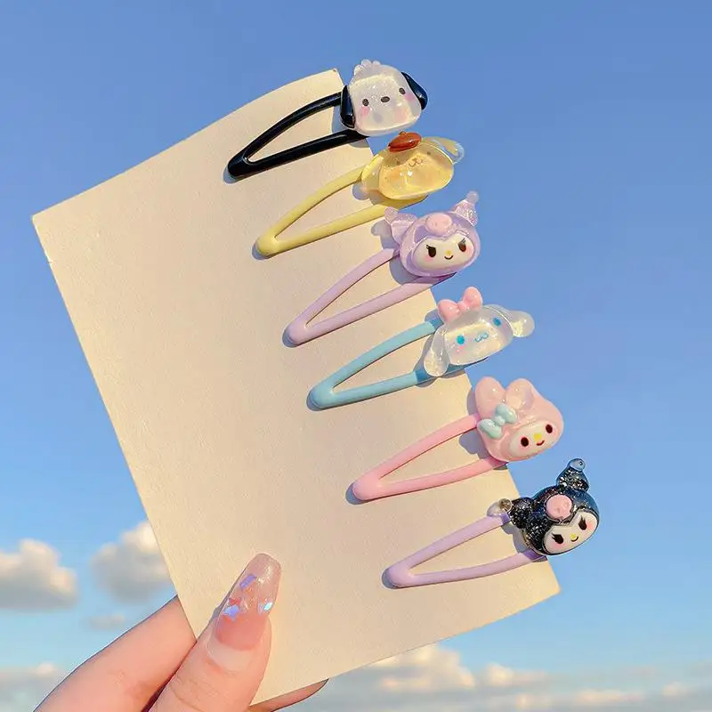 

2Pcs Kawaii Sanrios My Melody Hello Kittys Kuromi Hairpin Bang Clip Anime Cinnamoroll Pompompurin Pochacco Girl Hair Accessories