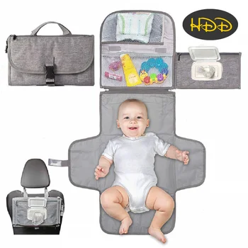 Portable Diaper Changing Pad, Portable Changing pad for Newborn Girl & boy - Baby Changing Pad with Smart Wipes Pocket 1