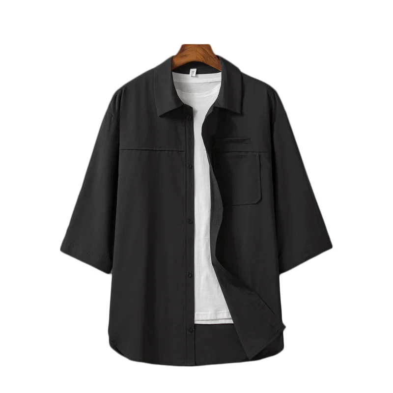 

Summer Fashion Shirts New Solid Color Basic Men's Slim Fit Shirts Comfortable Short Sleeves Casual Lapel Daily Versatile Shirts