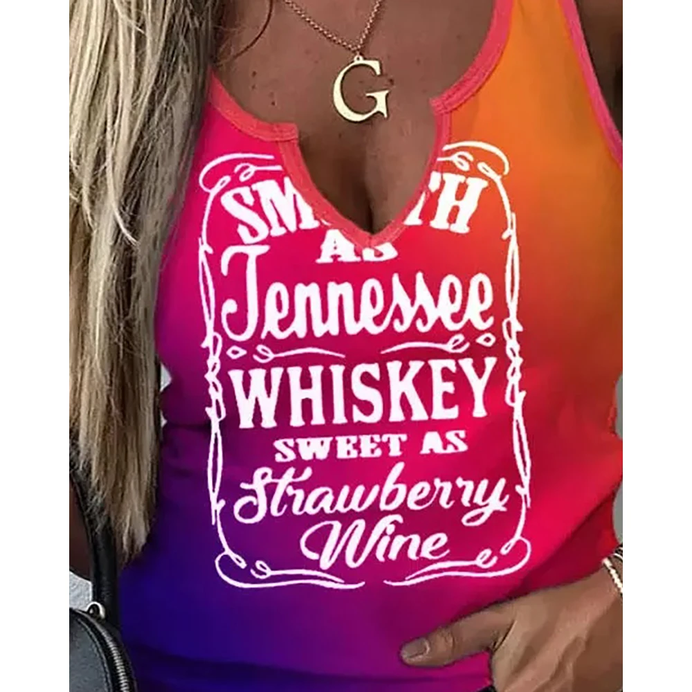 

Letter Print Sleeveless Tank Top Women Casual Vintage Vest Fashion T shirt 2022 Summer Letter Sexy V Neck Crop Top