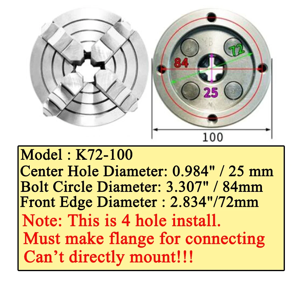 

SANOU 4-х кулачковый патрон K72-100