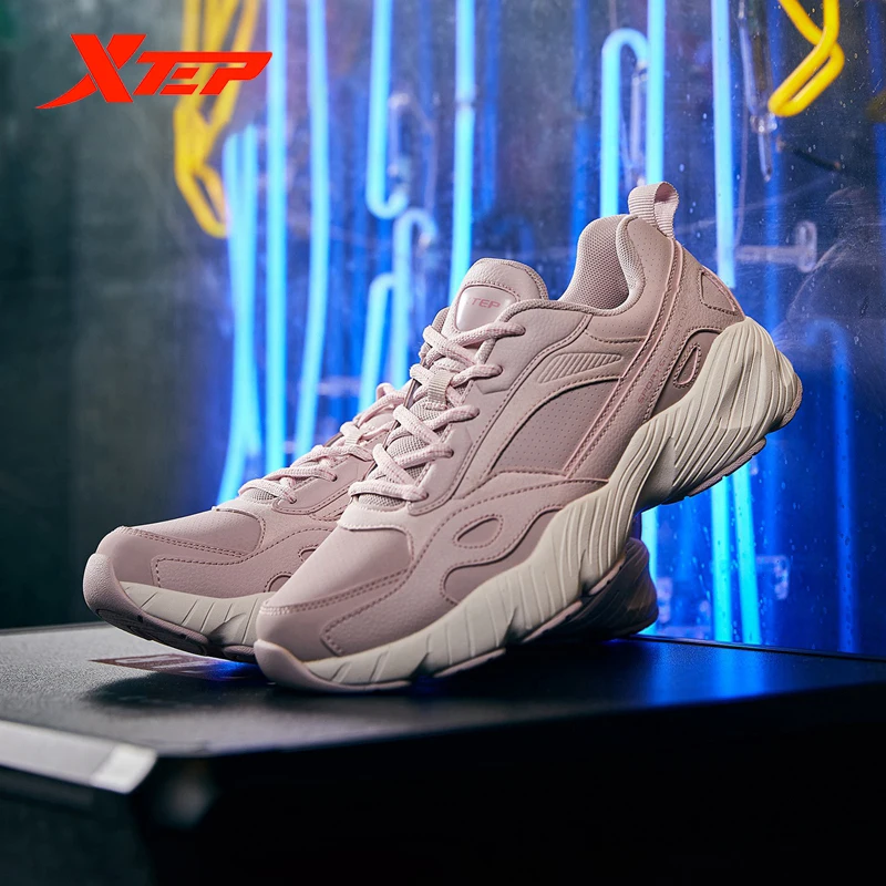 

Xtep Free Shipping Women Leisure Shoes Women's Black White Chunky Sneakers Heightening Women Dorky Dad Shoe 882418329556