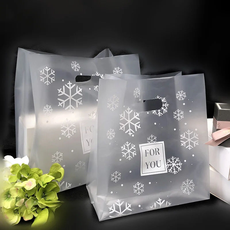 

50PCS 0.08mm Plastic Flower Letter for You Handle Bags Dessert Bread Cake Handbags Shopping Bags Gift Baking Packaging Pouch