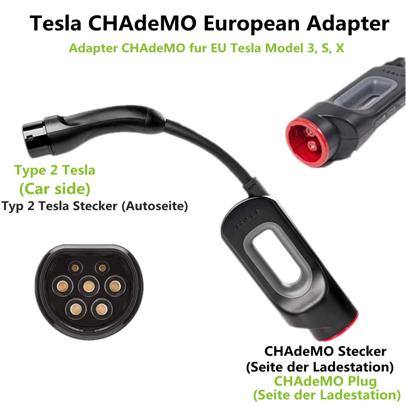 

EV Tesla Electric Vehicles Adapter CHAdeMO for (IEC 62196 Type2) DC Charger for Europe Models Tesla Model S, Model X, Not Suppor