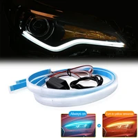 2pcs led car flexible daytime running light turn signal lamp 12v drl waterproof headlight auto exterior accessories 304560cm