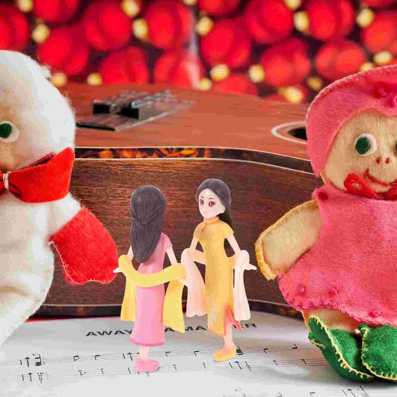 

2pcs Creative Mini Cheongsam Girl Shape Ornament Desktop Microlandscape Adornment