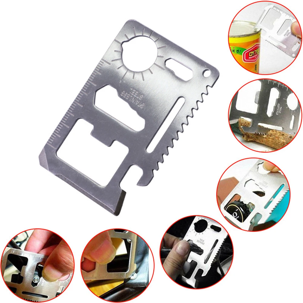 

11 in 1 Outdorr Multifunction Pocket Tools Camping Hiking Hunting EDC Survival Tool Stainless Steel Knife Opener Lifesaving Card