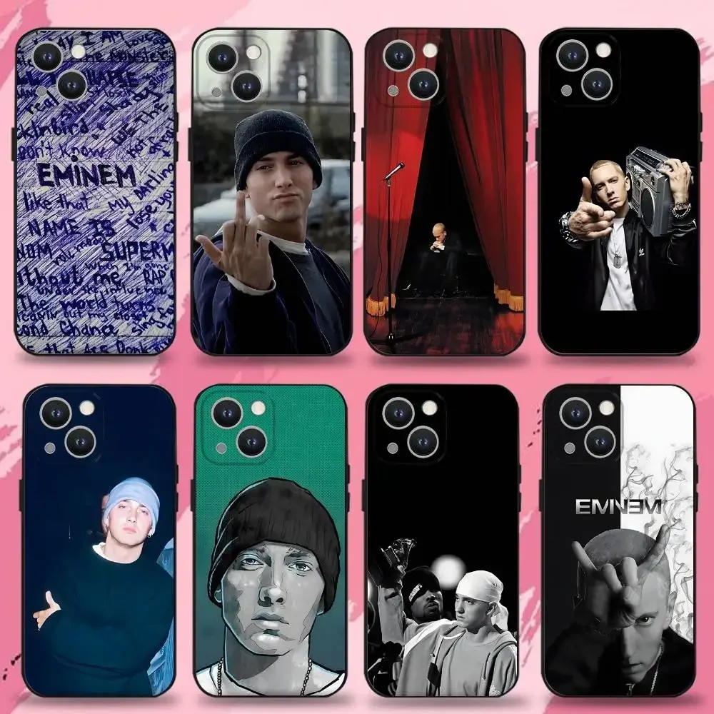 Фото Чехол для телефона с изображением певца Эминема для iPhone 16, 15, 14, 13, 12, 11 Plus, Pro Max, XS, X, XR, SE, Mini, 8, 7, мягкий силиконовый черный чехол №1