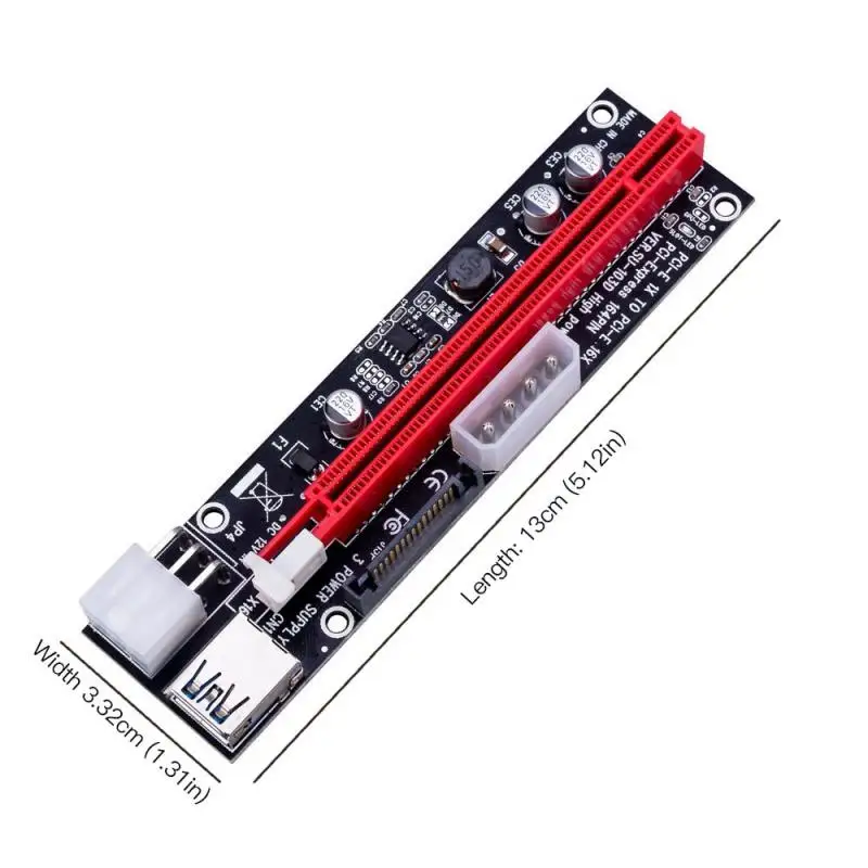 VER009S Райзер PCI-E VER 009S PCIE удлинитель USB карта PCI Express 4x 16x адаптер 3 0 SATA 15Pin до 6 Pin кабель