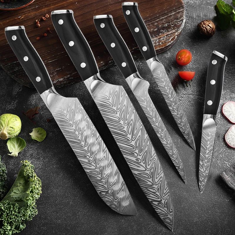 10 PCS Kitchen Knives Set Handmade Boning Knife Sharp Chef Knife Bread Knife Butcher Knife Professional Meat Cooking Knife images - 6