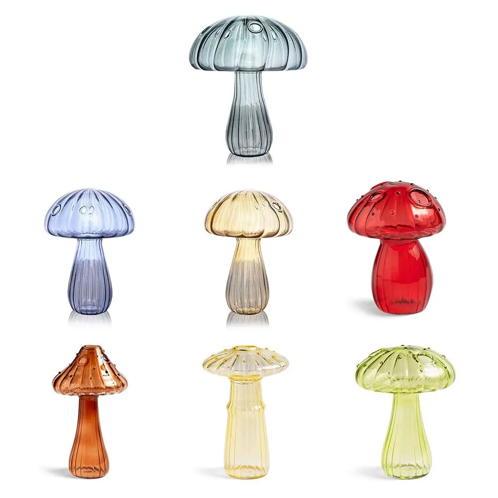 

New Transparent Mushroom Decoration Creative Home Flower Table Aromatherapy Bottle Glass Vase
