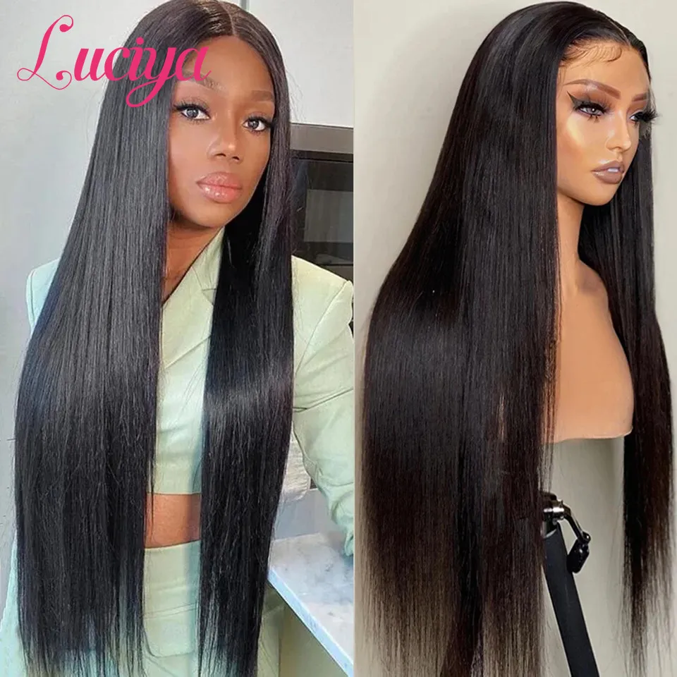 Luciya 13x4/13x6 Transparent Lace Front Human Hair Wigs Pre Plucked 4x4 Lace Closure Wig Brazilian Straight Lace Frontal Wig