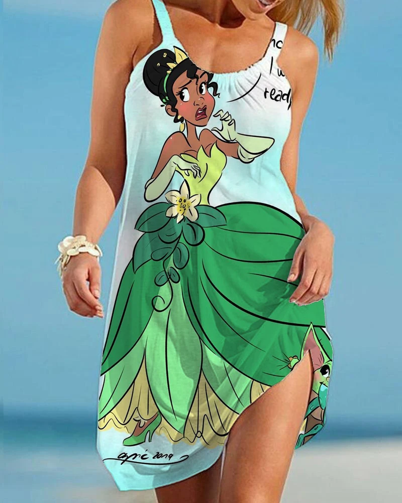 

Girls Casual Disney Sling Dress Guardians of the Galaxy 3D Printing Tree Elf Groot Nightdress Loose Long Ladies Fashion Dress