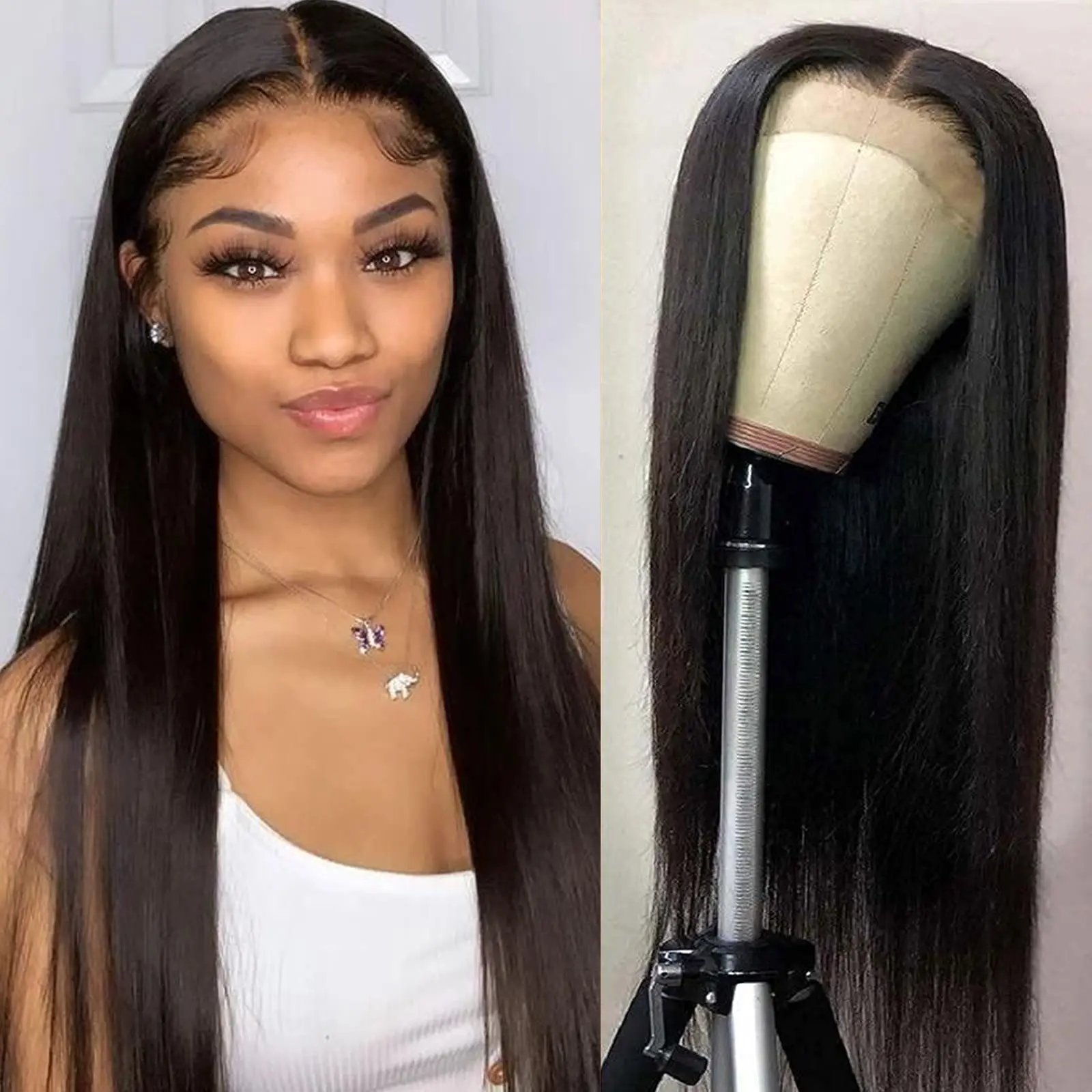 

T Part Lace Human Hair Wigs For Women 10-28Inch Brazilian Bone Straight Pre Plucked 13X1 4X1 Lace Human Hair Wigs Remy
