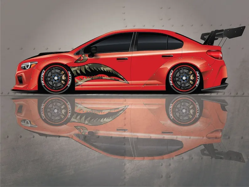 

Flying Tigers Vehicle Livery, Shark Teeth Side Car Wrap, Universal Size, Cast Vinyl, Large Vehicle Graphics