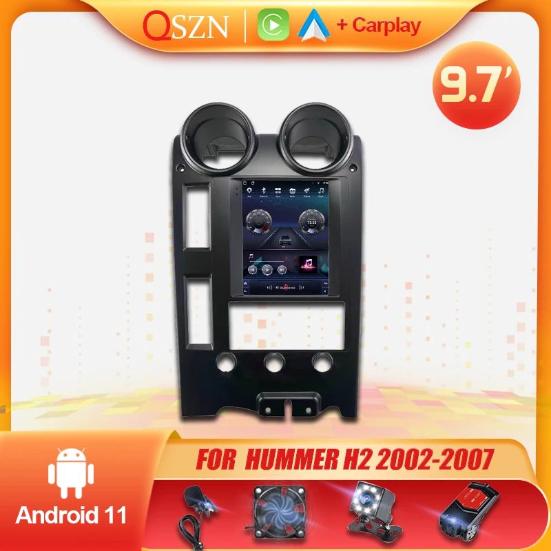 

Автомагнитола QSZN, 9,7 дюйма, для Hummer H2 2002 -2007 Carplay, Автомобильный мультимедийный видеоплеер IPS 8 + 256G GPS DSP, стерео