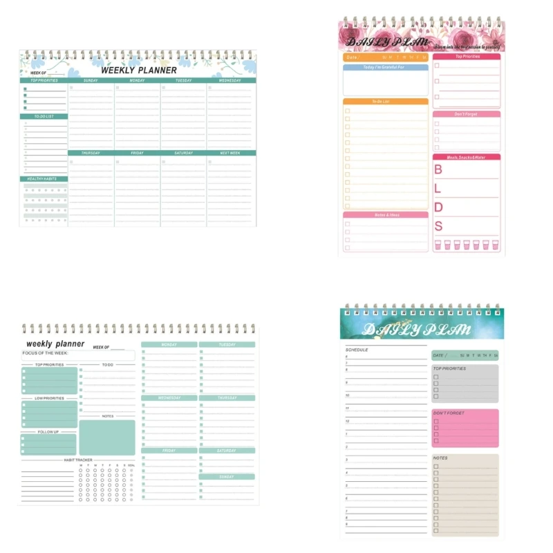 

B36C Spirals Weekly Planner Notepad Undated Planner Sheets Schedule Pad