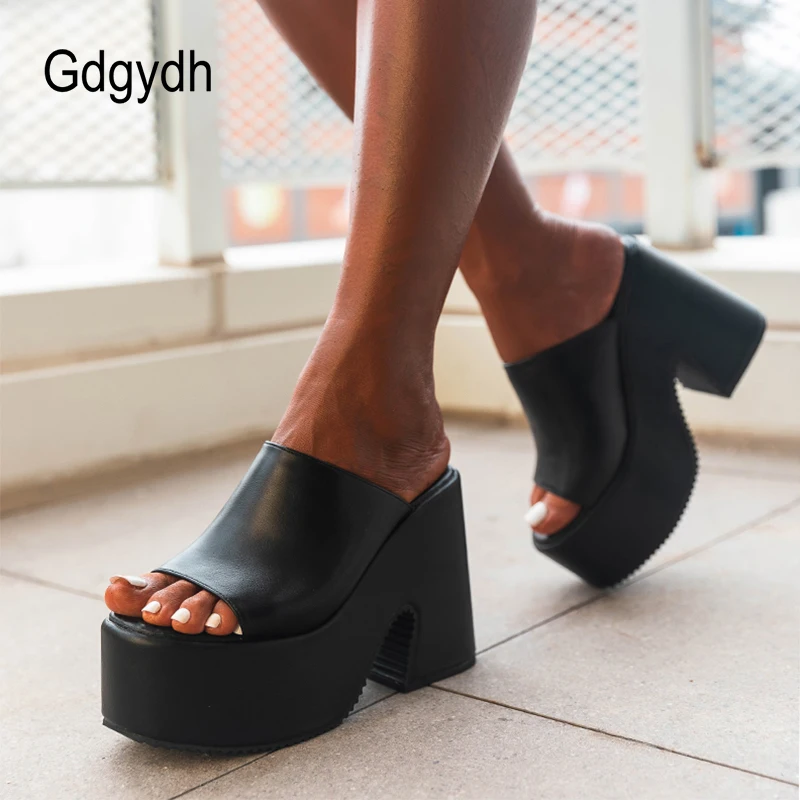 

Gdgydh Summer Womens Sandals Platform Wedge Heel Slip On Slingback Black Wthie Heeled Sandals Mules Peep Toe Breathable Big Size