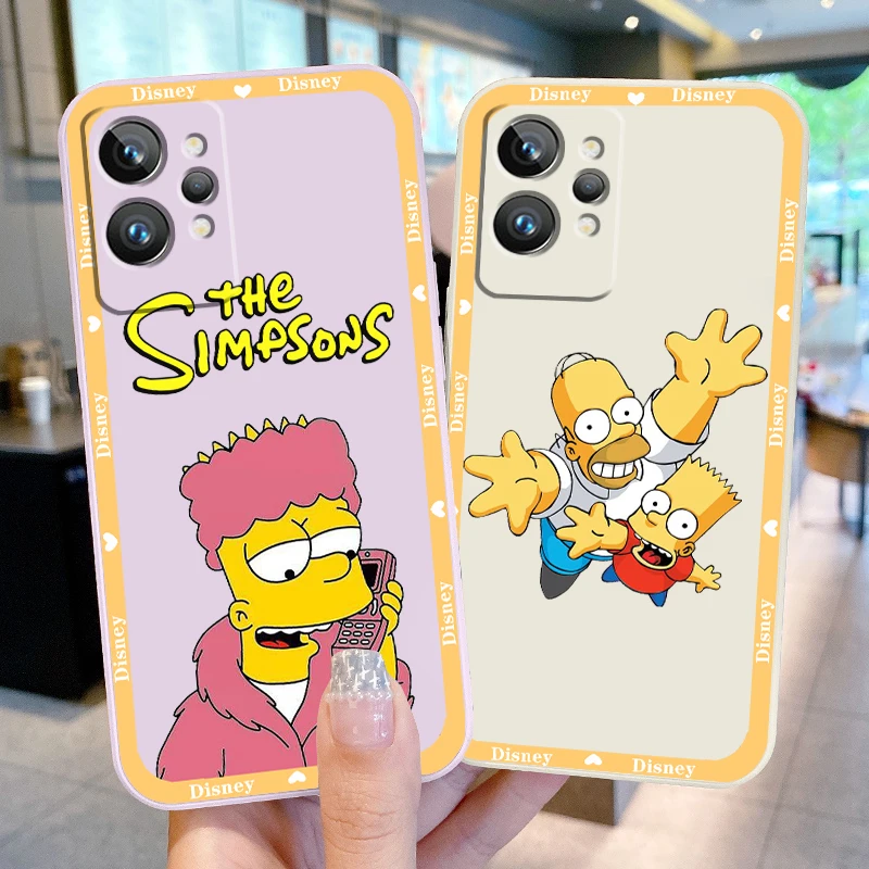 

Disney Simpsons Bart Homer Liquid Rope Phone Case For OPPO Realme 50A 50i Q3S Q5i C21Y C11 GT Neo3 Neo2 9 9i 8 8i 7 Pro Plus