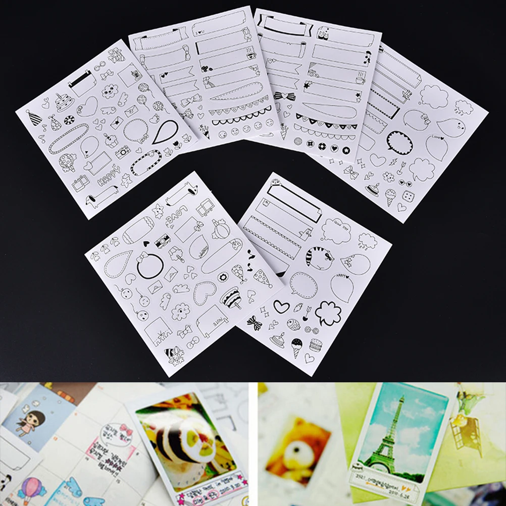 

6 sheets/set Black Calendar Paper Sticker for Scrapbook Calendar Diary Planner DIY Sticky Photo Album Decor Kids Children Gift