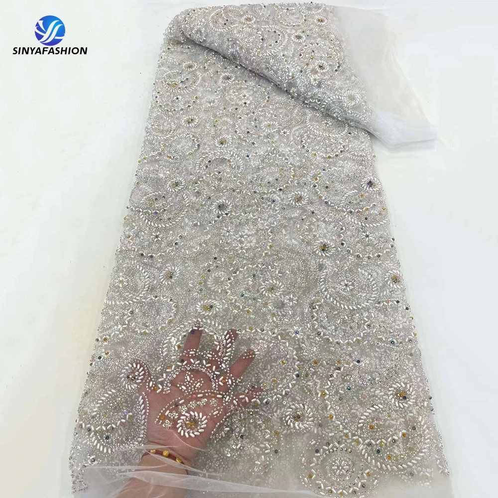 Фиолетовая африканская нигерийская кружевная ткань высокого качества 5 ярдов