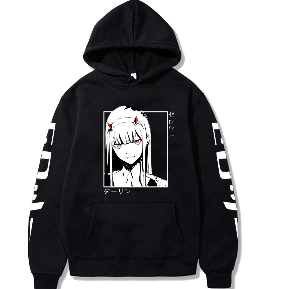 Japan Darling In The  Zero Two Print Anime Hoodie  Harajuku Streetwear Sweatshirt Unisex Loose Hoodies Warm Winter