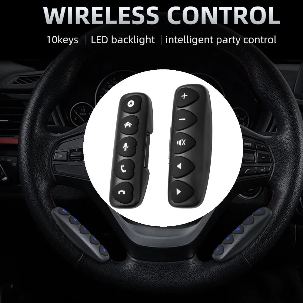 

Многофункциональный беспроводной пульт дистанционного управления на руль с 10 клавишами, универсальный для автомобильного радио, DVD, GPS, Мультимедийные кнопки дистанционного управления