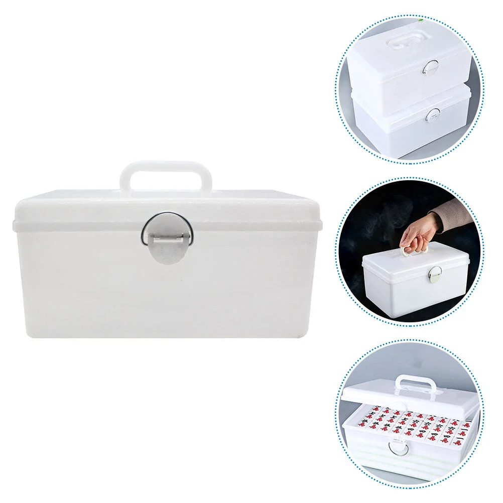 

Storage Box Plastic Mahjong Organizer Organizers Household Large Container Handle Holder Case Holders