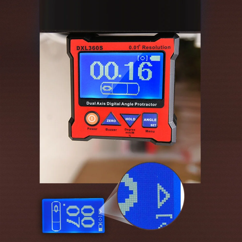 DXL360S цифровой угловой транспортир перезаряжаемый одноосный двухосевой