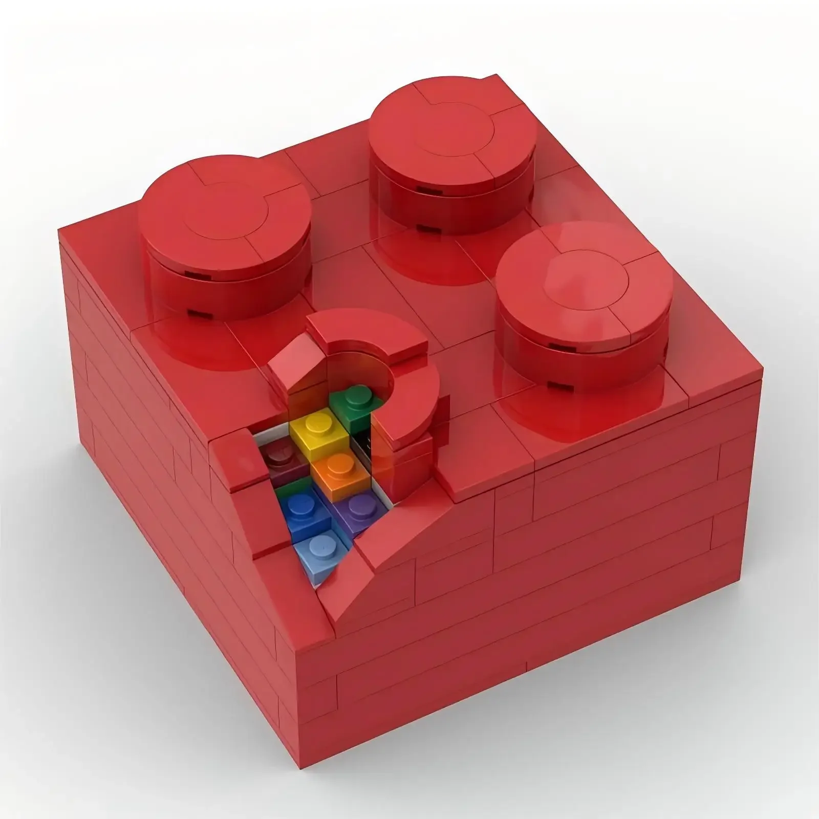 Фото Креативная забавная серия 2x2, красные кирпичи, строительный блок MOC, модель поврежденного кирпича, детская головоломка, сборные игрушки, подарок на день рождения, орнамент №3