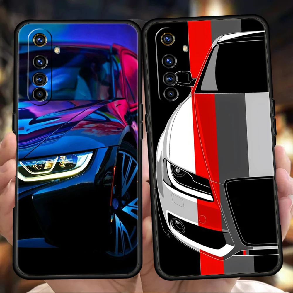 

Blue White Black CAR Phoen Case Cover For Realme 9 8 7 6 Pro C25 C21 C21Y C11 C35 GT2 GT Neo 2 3 3T Pro Plus 5G Silicone Shell