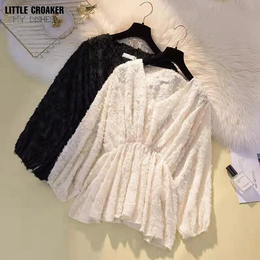 

Женская приталенная блузка на пуговицах спереди, с длинным рукавом-фонариком