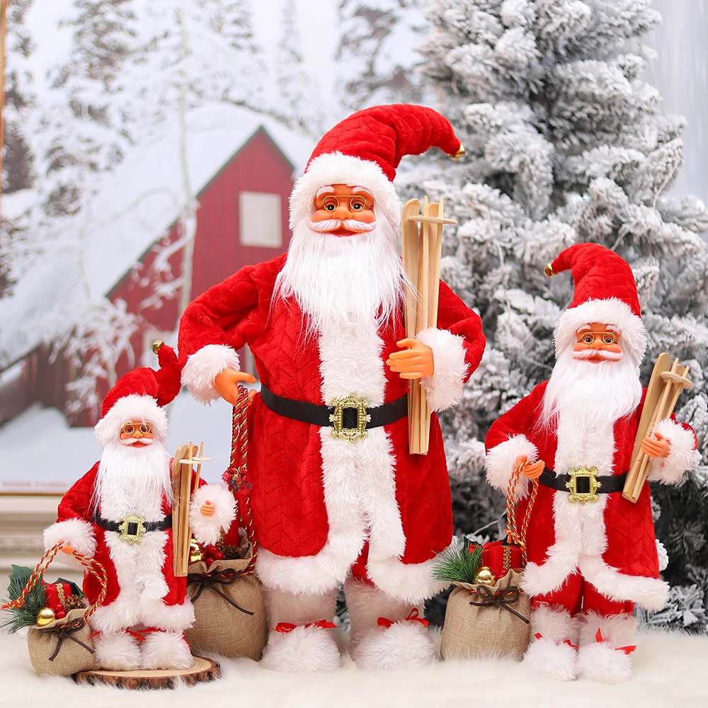 60/45/30cm Merry Christmas Decorations for Home 2024 Happy New Year Red Robe Santa Claus Shopping Mall Christmas Tree Plush Doll