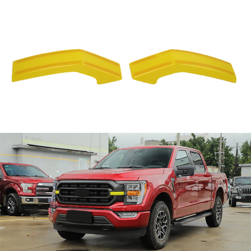 2pcs Car External Yellow ABS Front Center Grille Grill Insert Cover Trim For Ford F150 2021-2023 Protect Cover Equippments