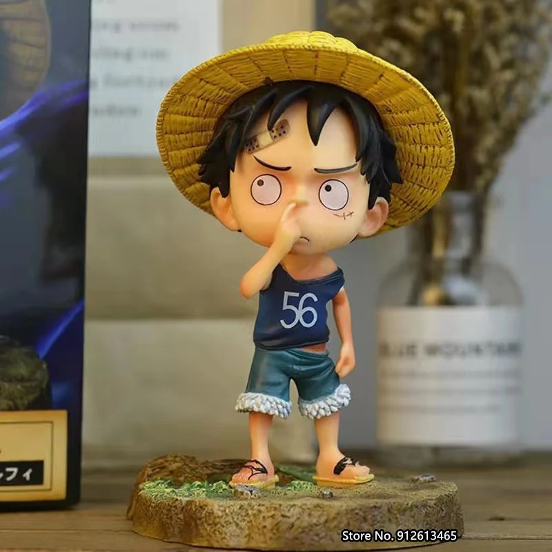 

One Piece Animation Peripheral Toys Childhood Nose Picking Sand Sculpture Luffy Q Edition Decoration Car Hand