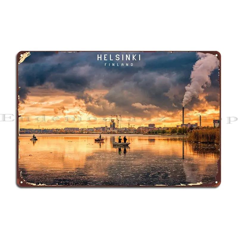 Хельсинки металлический налет дизайн живопись кухня на заказ Настенная роспись оловянный знак плакат
