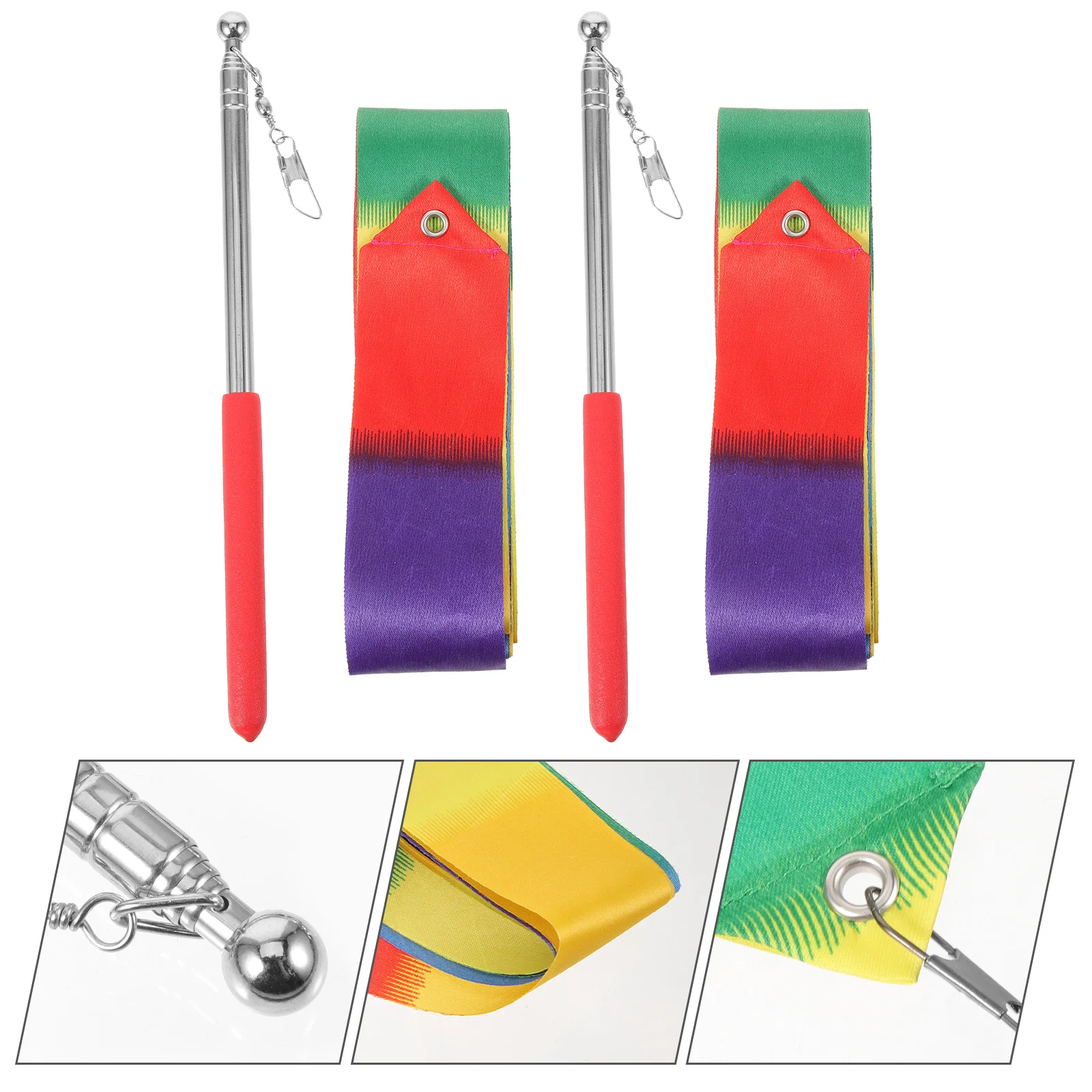 

Wand Dance Colored Streamer Portable Ribbons Play Stainless Steel Party Gymnastics Fitness Dancing